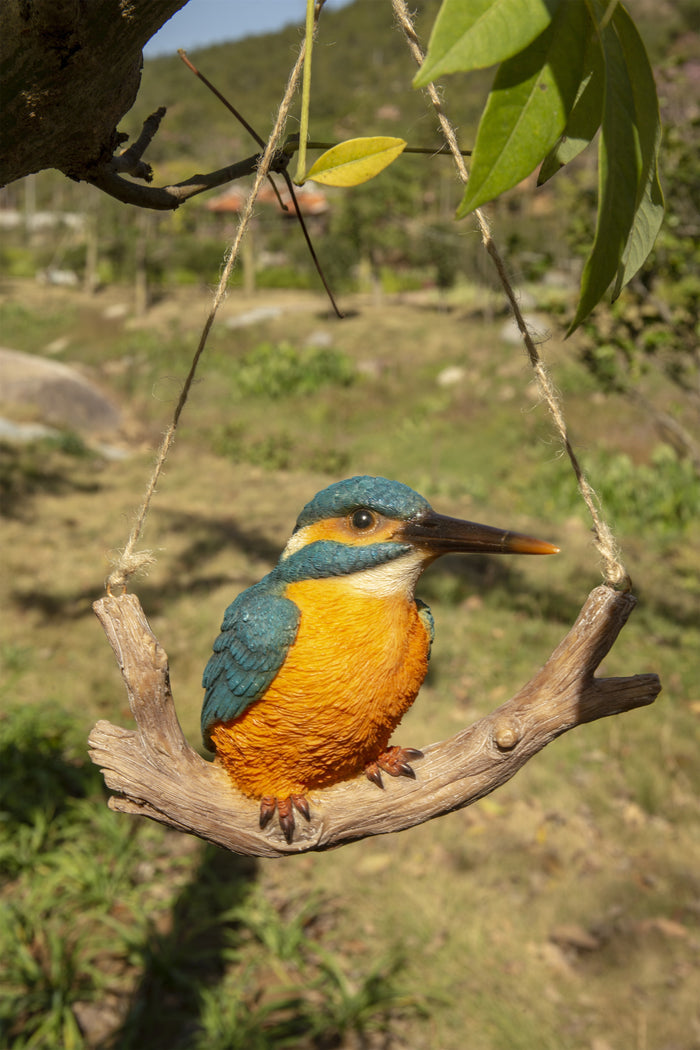 Hanging Kingfisher on Branch Statue HI-LINE GIFT LTD.