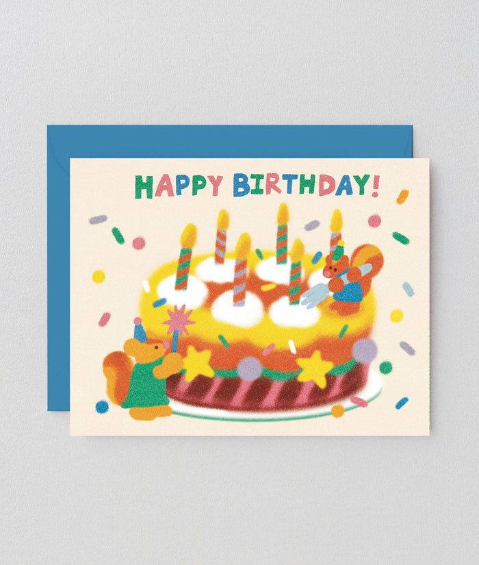 Happy Birthday Cake & Candles Kids Card