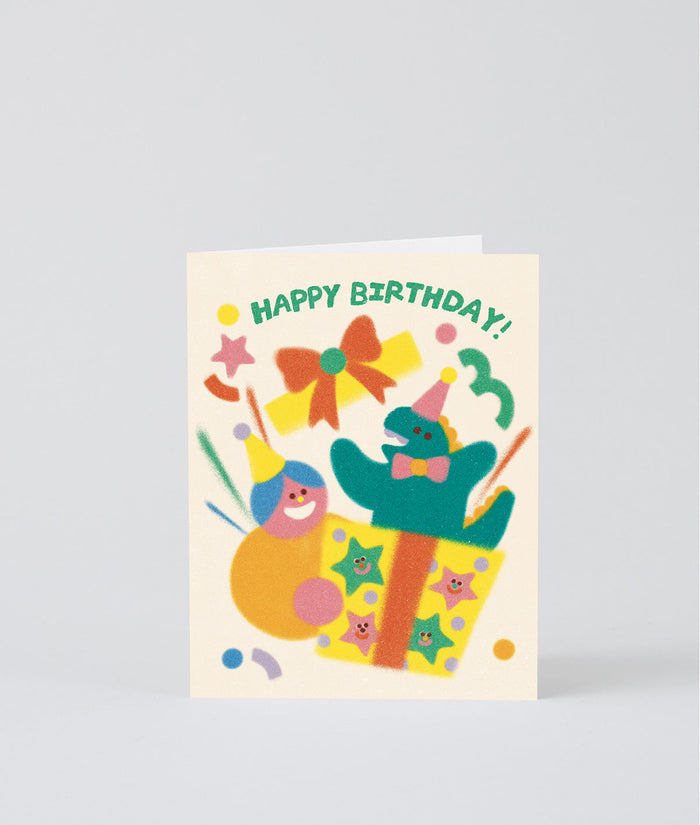 Happy Birthday Dino & Present Kids Card