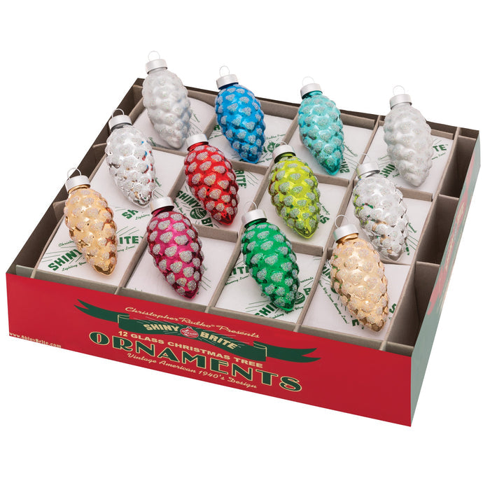 Ornament Set Description - Holiday Splendor 12 Count 1.75" Pinecones