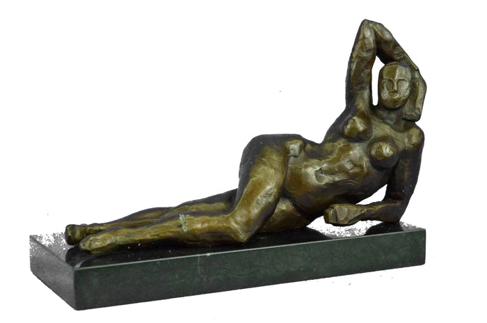 Hot Cast Abstract Nude Female Bronze Sculpture Tribute Moore Marble Base Statue