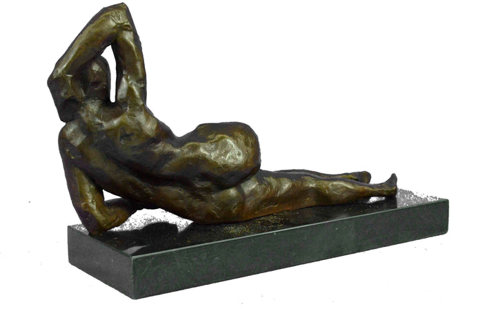Hot Cast Abstract Nude Female Bronze Sculpture Tribute Moore Marble Base Statue