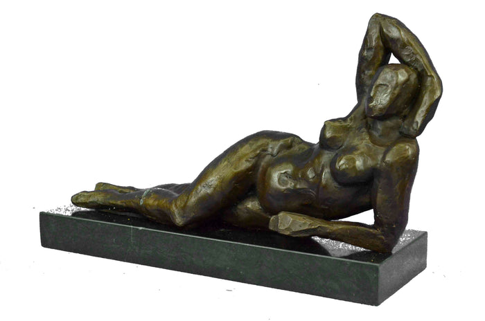 Hot Cast Abstract Nude Female Bronze Sculpture Tribute Moore Marble Base Statue