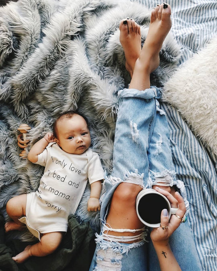 I Only Love My Bed & My Mama I'm Sorry Organic Baby Onesie