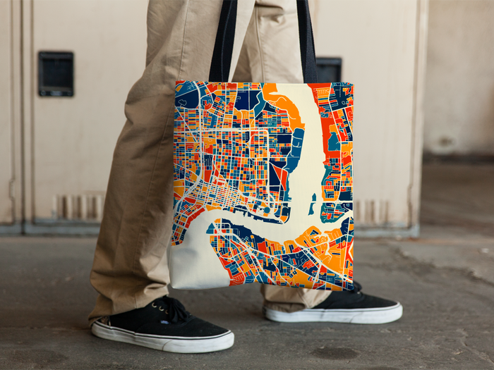 Jacksonville Map Tote Bag - Florida Map Tote Bag 15x15