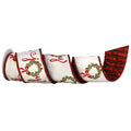 "JOY" Wreath Dupion Plaid Back Ribbon, 4"x5YD