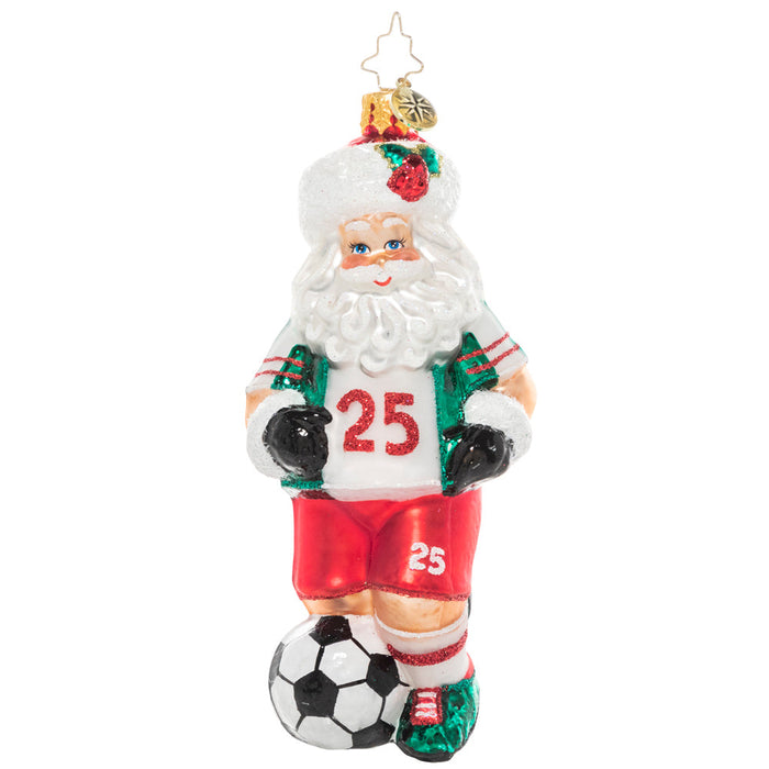 Front - Ornament Description - Kick it Like Kringle: Go, Santa, Go! In the off season, St. Nick stays fit by playing soccer with the elves. Cheer him on with this festive, sporty ornament.