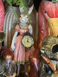 LADY WHITE RABBIT STANDING CLOCK FIGURE