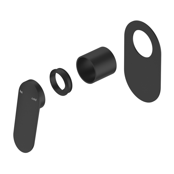 Lantra Matte Black Shower Mixer - Oval Plate - Trim Kit Only