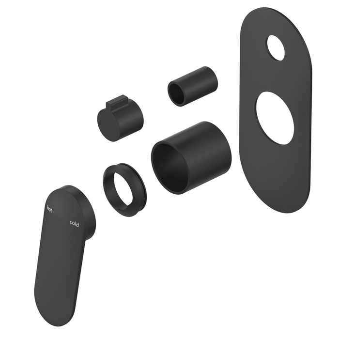 Lantra Matte Black Shower Mixer Diverter - 1P - Trim Kit Only