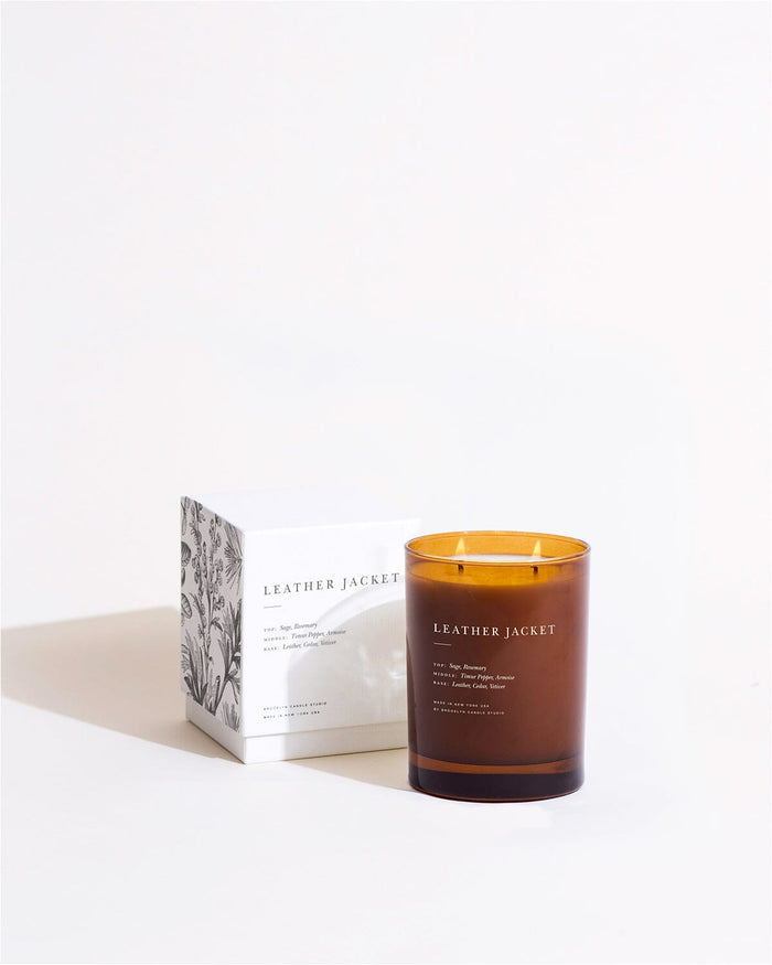 Leather Jacket 2-Wick Candle Limited Edition Brooklyn Candle Studio