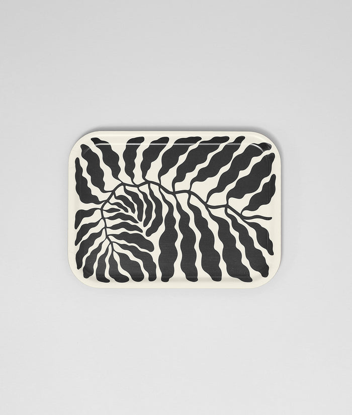 Leaves Charcoal Small Rectangle Serving Tray