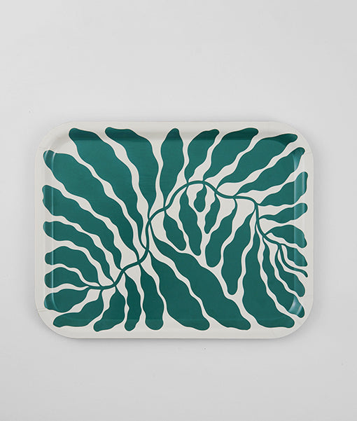 Leaves Green Rectangle Serving Tray