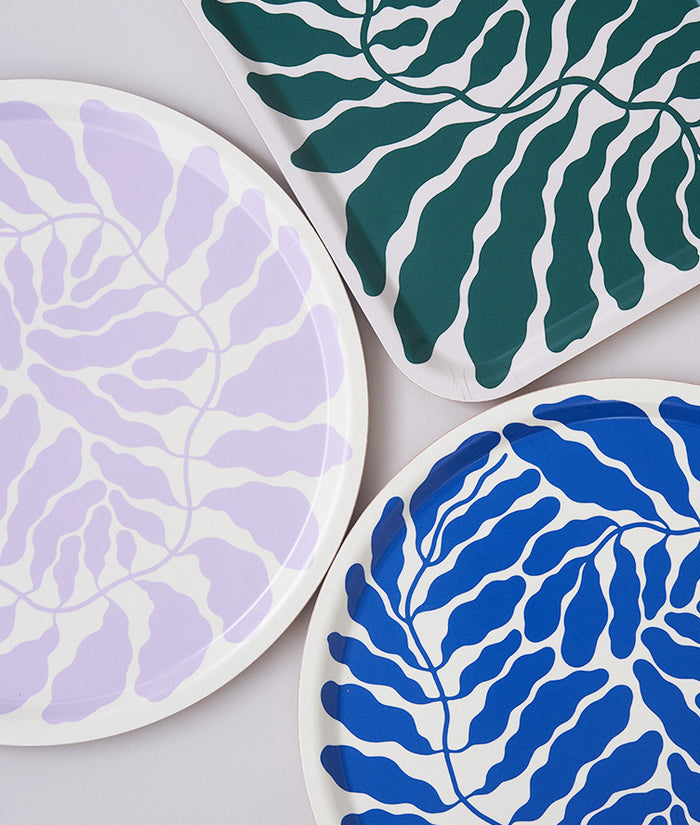 Leaves Green Rectangle Serving Tray