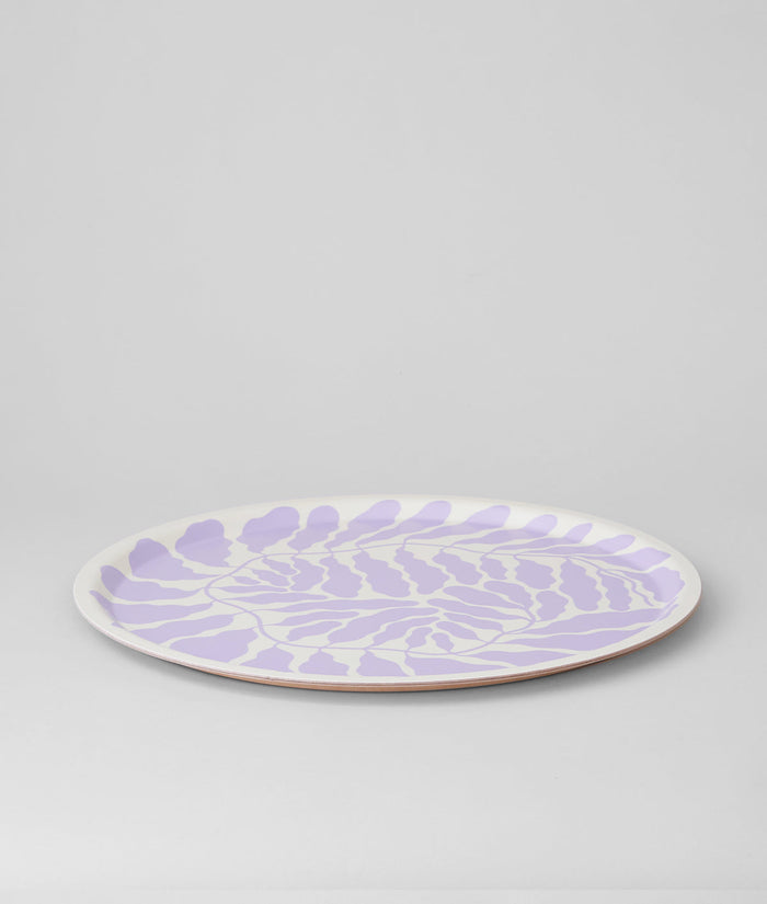 Leaves Lilac Round Serving Tray