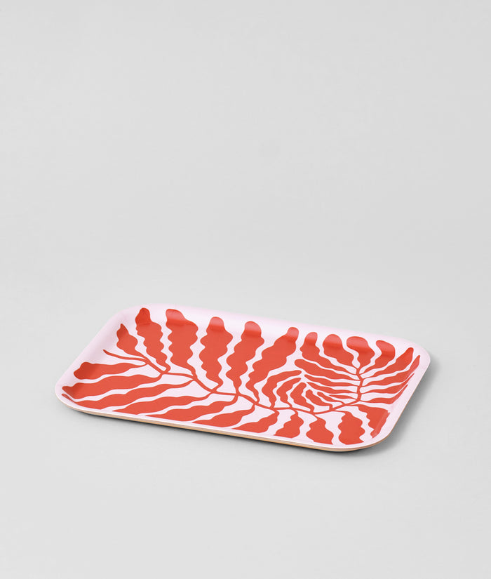 Leaves Red Small Rectangle Serving Tray