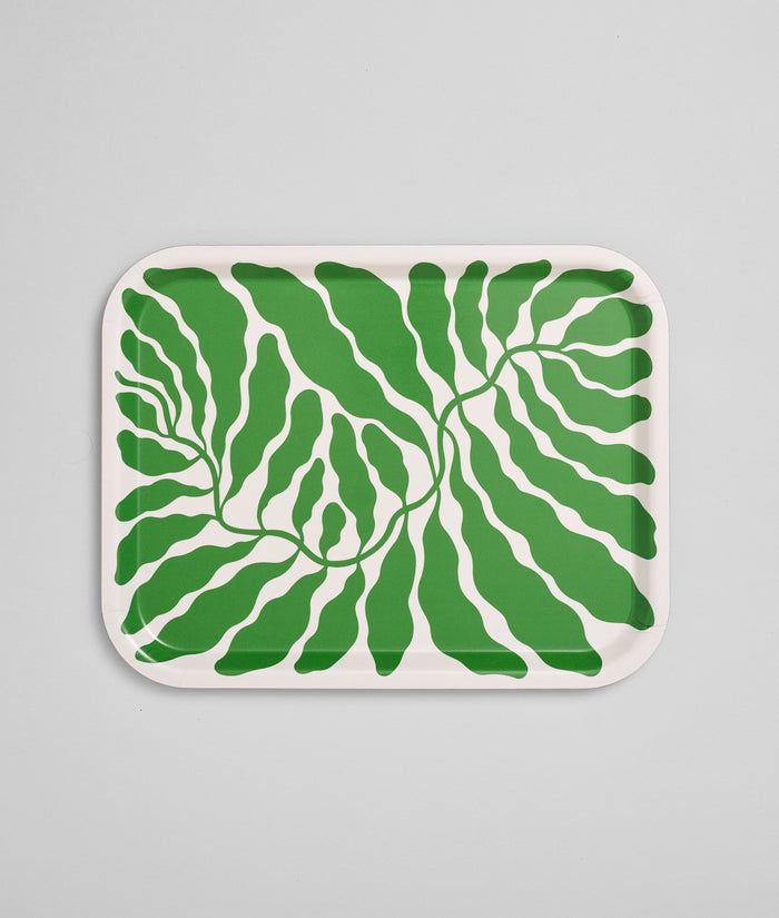Leaves Spring Green Rectangle Serving Tray