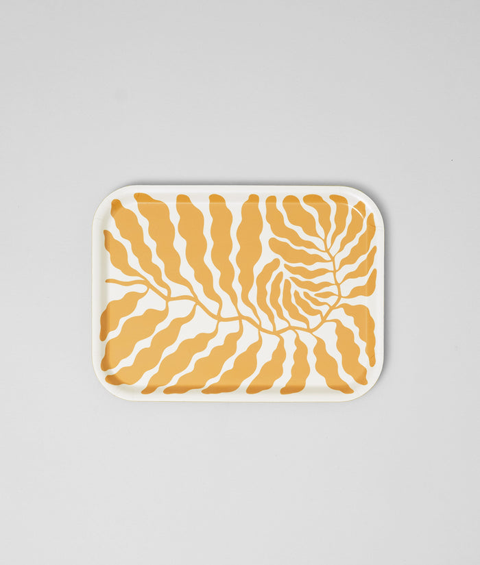 Leaves Yellow Small Rectangle Serving Tray