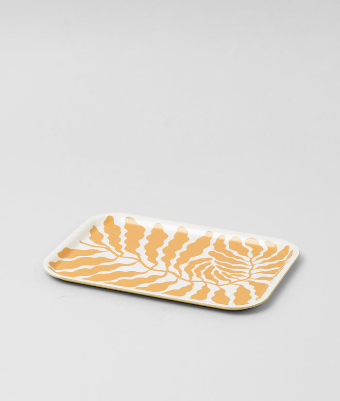 Leaves Yellow Small Rectangle Serving Tray