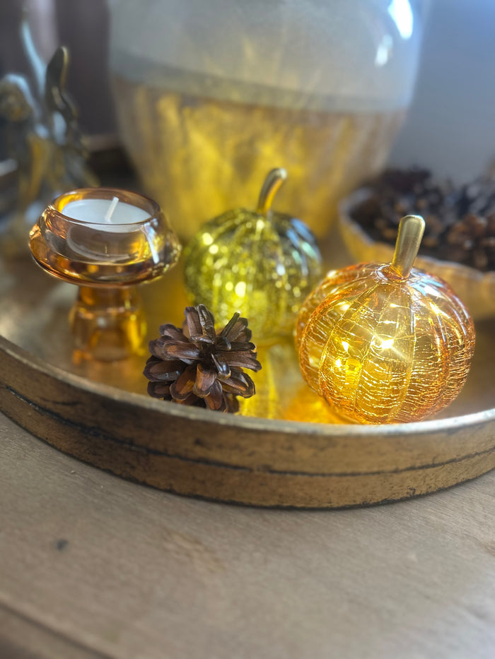 LED Glass Pumpkins choice of Orange & Green