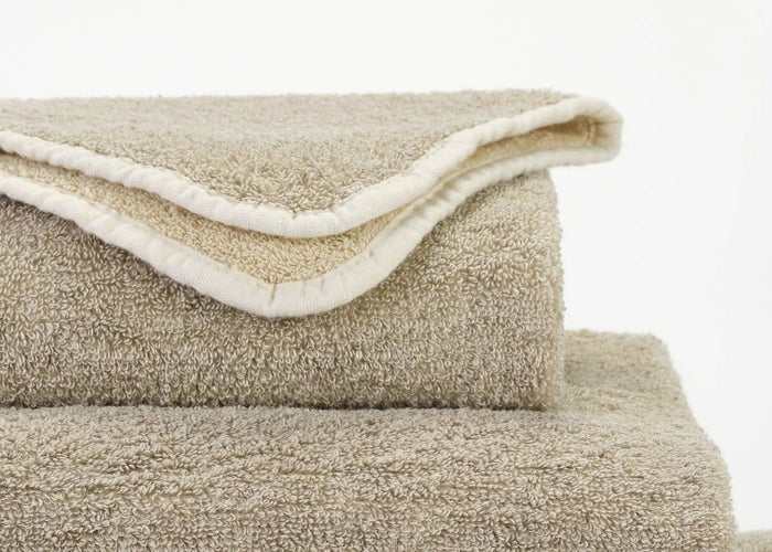 A&H Lino Towels are two-tone, reversible in 101 Ecru and 770 Linen