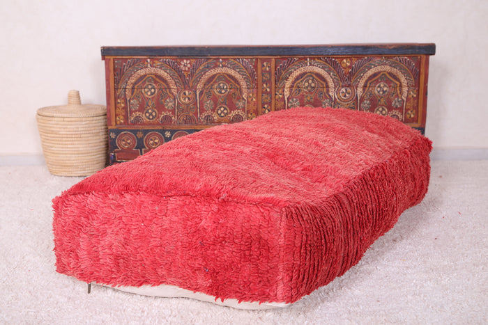 Long Red Moroccan Floor red Pouf Ottoman - kilim pouf
