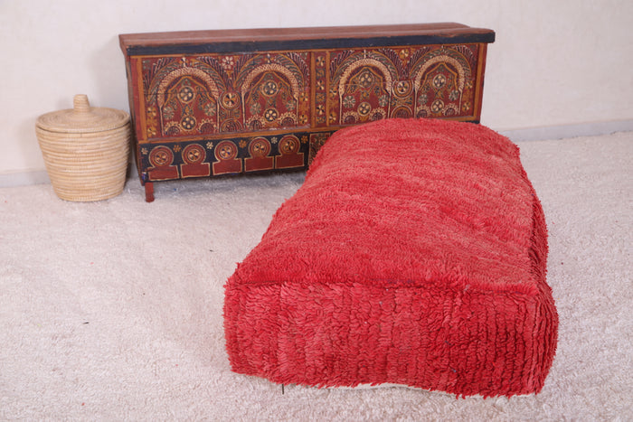 Long Red Moroccan Floor red Pouf Ottoman - kilim pouf