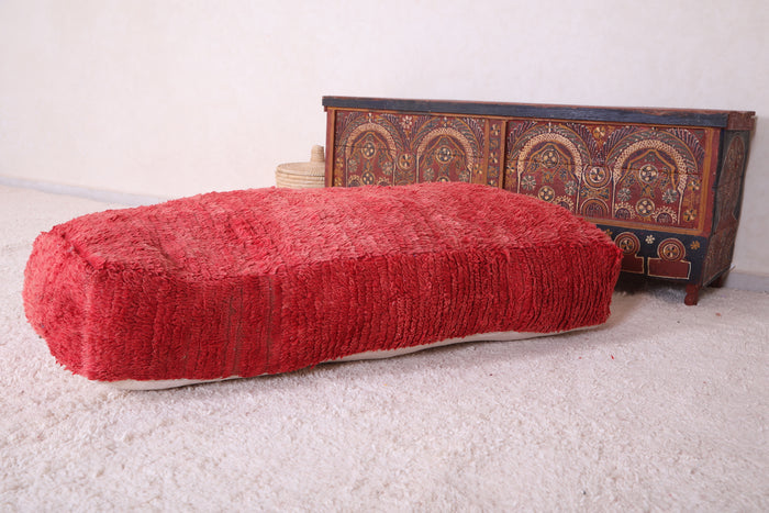 Long Red Moroccan Floor red Pouf Ottoman - kilim pouf