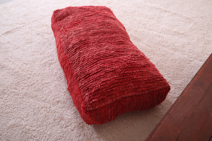 Long Red Moroccan Floor red Pouf Ottoman - kilim pouf