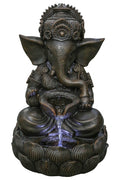 Lord Ganesh Sculptural Tabletop Fountain With  Cool White Led Lights Hi-Line Gift Ltd.