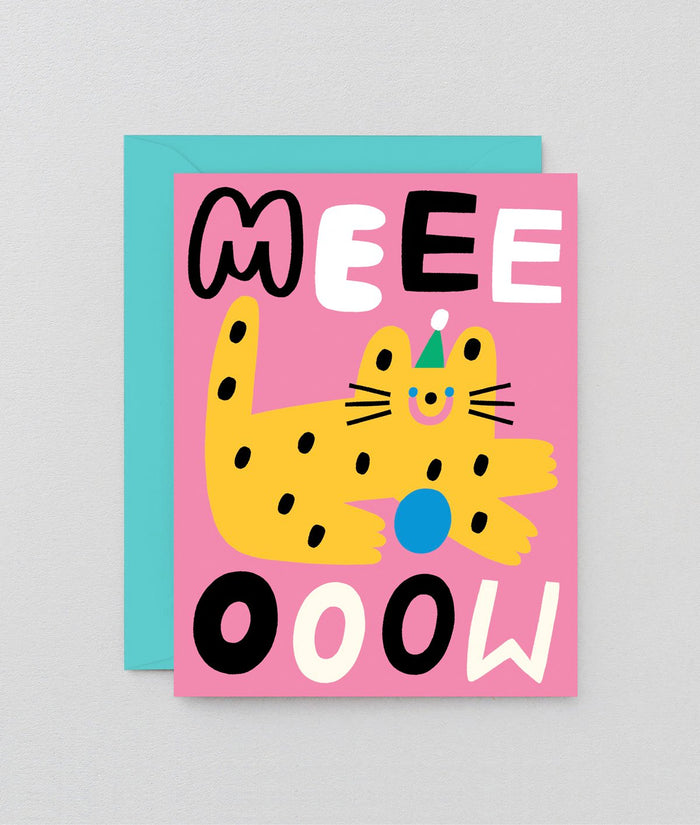 Meow Spotty Cat Kids Birthday Card