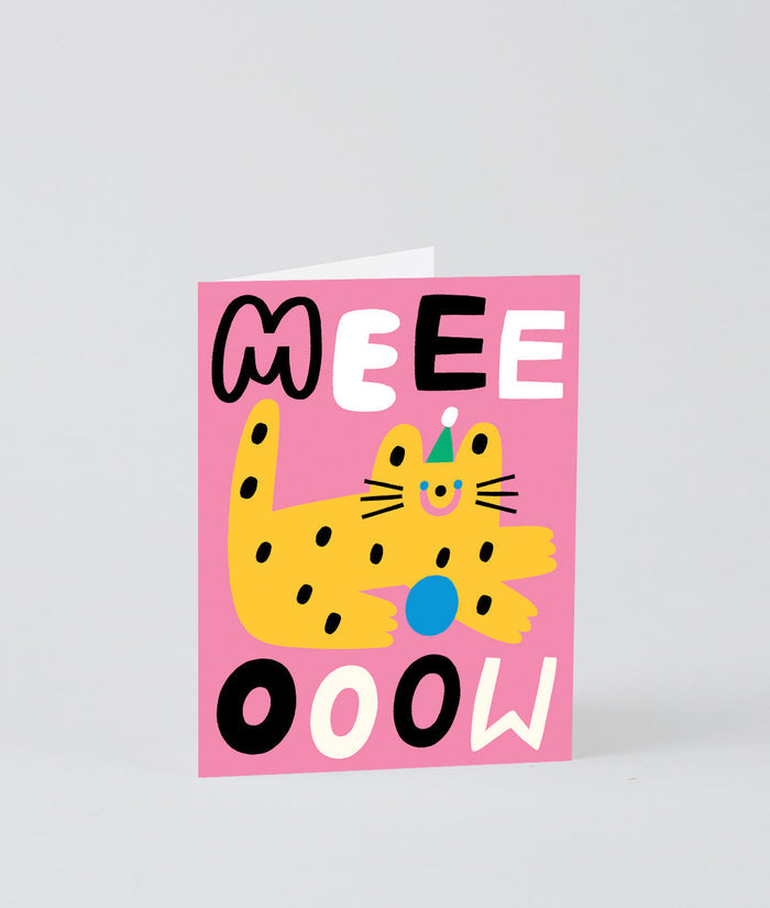 Meow Spotty Cat Kids Birthday Card