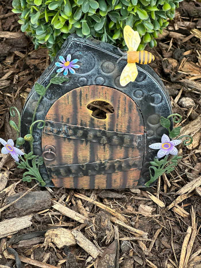 Metal Flower Bee Fairy Door