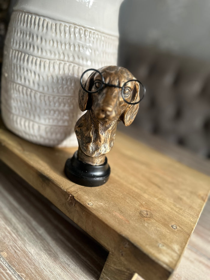 Mini Dog Bust with Glasses