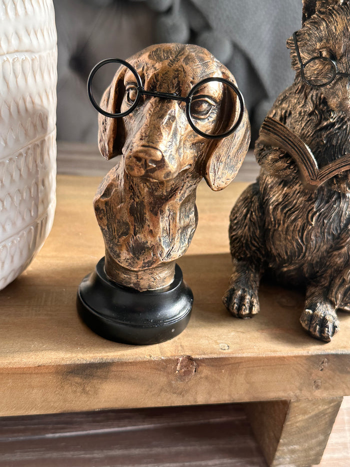 Mini Dog Bust with Glasses