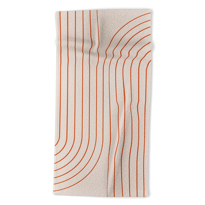 Minimal Line Curvature Coral 2 Beach Towel