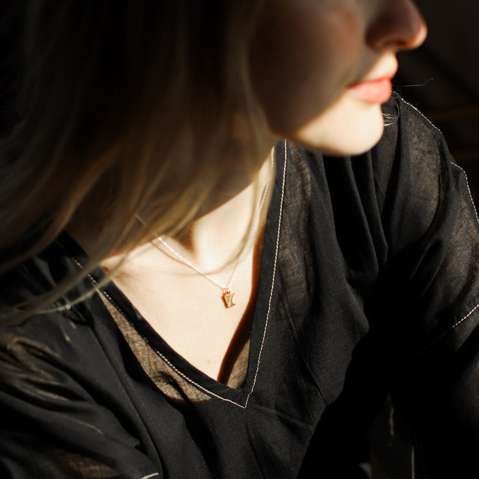 Brass MN Charm on 16” Sterling Silver Chain
