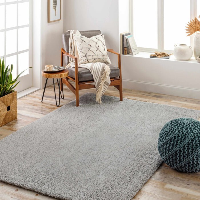 Modern Solid Silver Plush Pile Area Rug - The Rug Decor