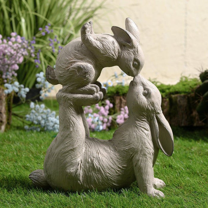 77186 - Mom & Baby Rabbits Garden Statue Bunny Yard Decor Hi-Line Gift Ltd.