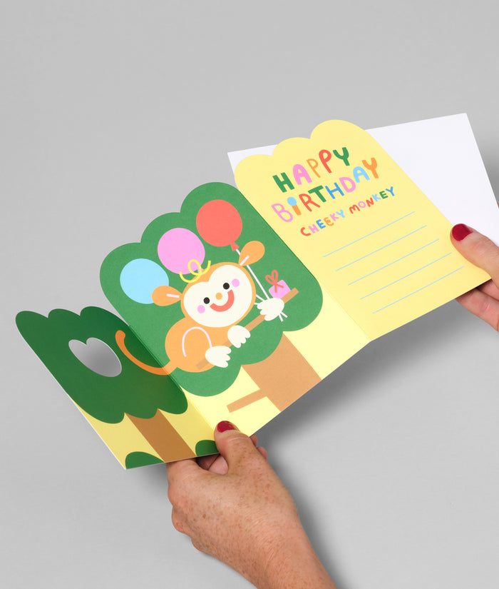 Monkey Surprise Kids Fold Out Birthday Card