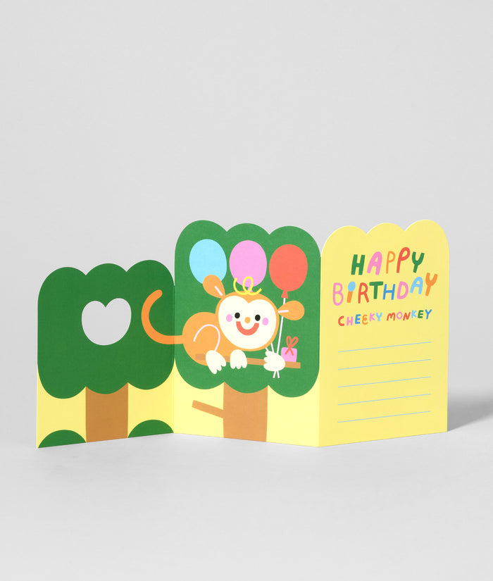 Monkey Surprise Kids Fold Out Birthday Card