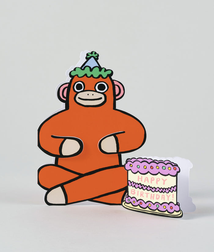 Monkey With Mini Card Kids Birthday Card