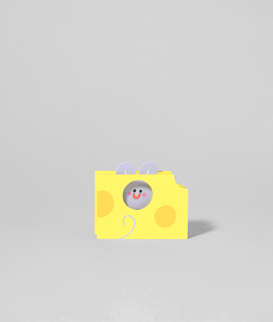 Mouse In Cheese Kids Fold Out Birthday Card