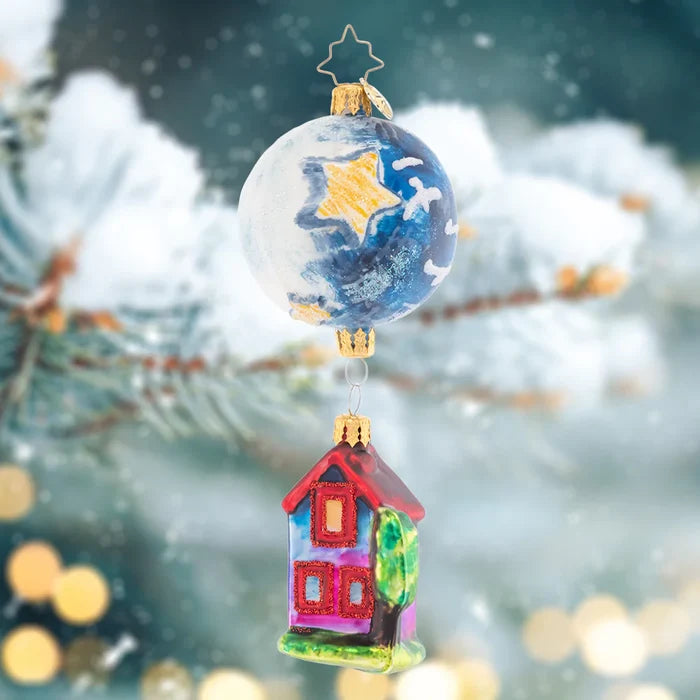 Ornament Description - My Papa Moon: Embody the sweetness and warmth of the World of Eric Carle World this Christmas with Papa's Moon and remember what really matters most this time of year. The celestial moon hangs delicately over the charming cottage home, bringing to mind the innocence and nostalgia of childhood we all yearn for.