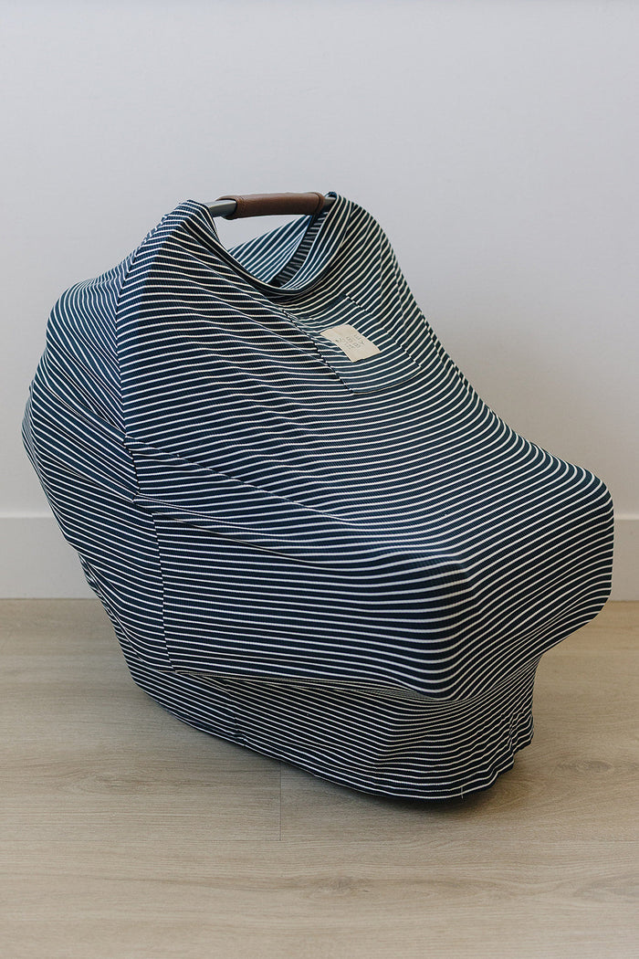 Navy Stripes Ribbed Bamboo Multi-Use Cover