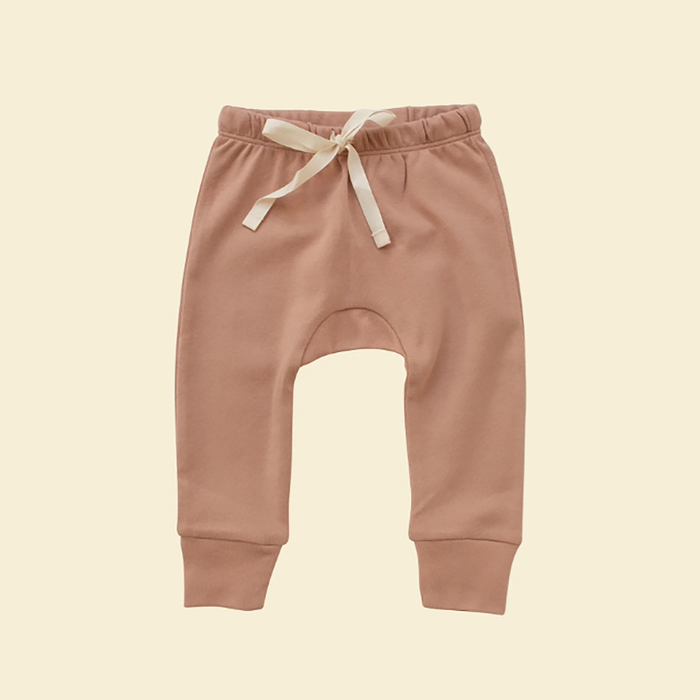 Organic Drawstring Baby Pants - Clay