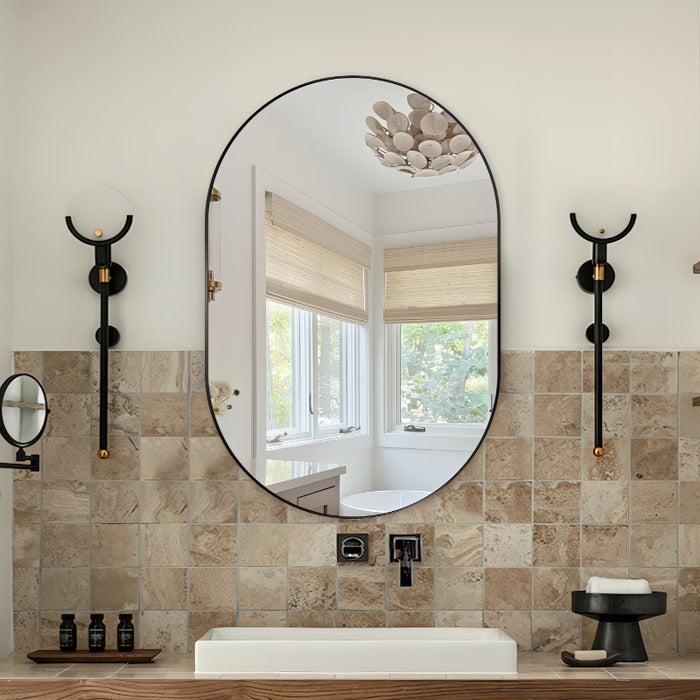 Oval Matte Black 600 x 900 Framed Mirror - Acqua Bathrooms