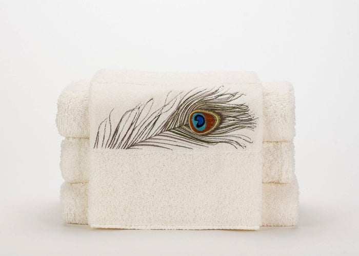 A&H Paleo Hand Towels feature 737 Caramel embroidery. The base hand towel is 100 White