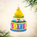 This charming PEEPS cake ornament is stacked with colorful candies and cute shapes. View of right side.