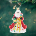 Front image - Peppermint Sparkle Nicholas Gem - (Santa ornament) - Ornament of Santa in a white coat with red trim with gold details